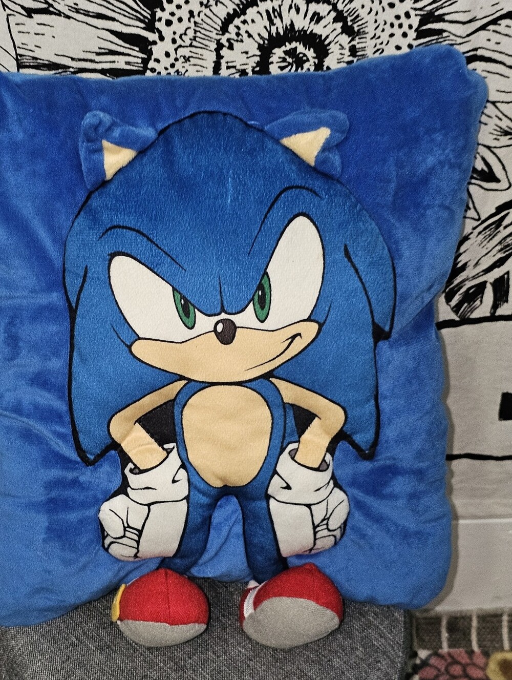 Sonic the Hedgehog Plush Pillow - Blue Character Cozy Snuggle